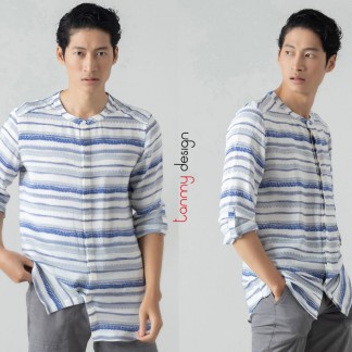 Silk men shirt- CILANTRO - BLUE DRAGON